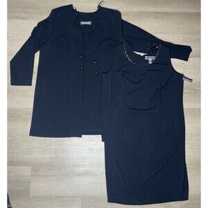 Vintage Amanda Smith 2 Piece Dress Womens Size 18W Black Neck Formal Occasion